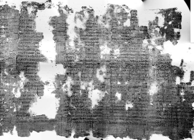 wrong," says Obbink. "We could not believe our eyes. We were 'blinded' by the real readings. The text wasn't what we thought it was and now it made sense.".. And the same scroll seen in multi-spectral infrared light.