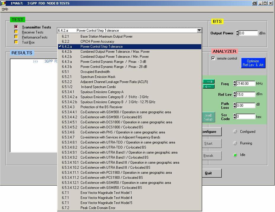 Selecting your test Select your test type, e.g. Transmitter tests, and double-click one test in the list, see Fig. 3_2.