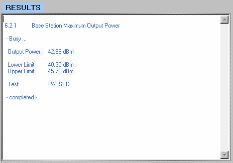 Fig. 6.2.1_3: Base Station Maximum Output Power as provided by program 3G_FSMU_NodeB. The measurement limits of +/ 2.