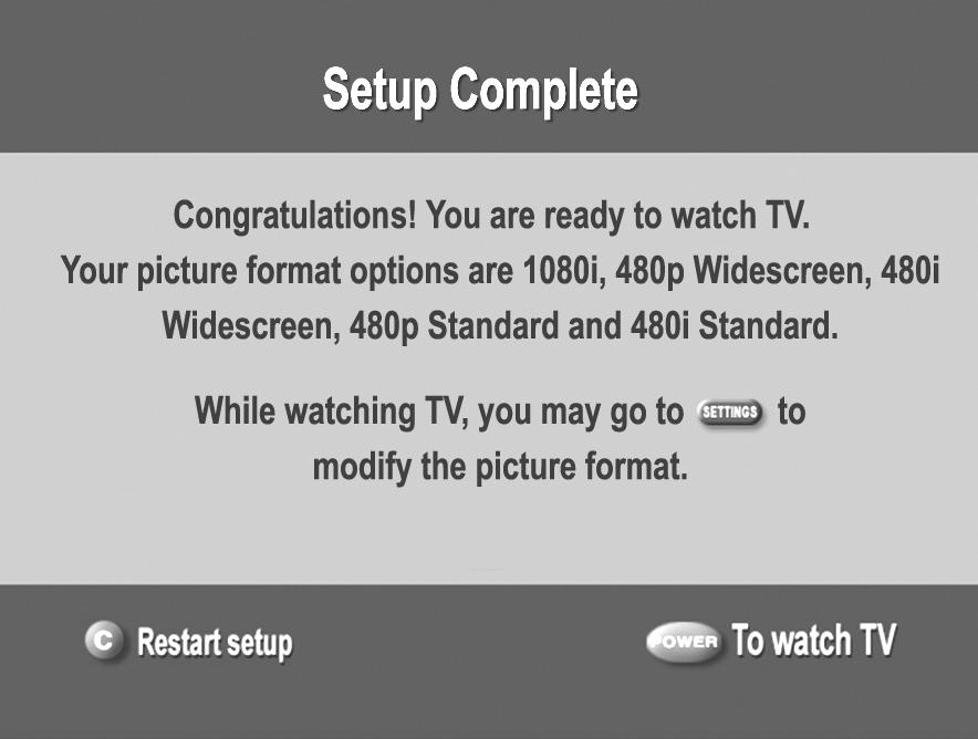 SETUP WIZARD 3. Press SELECT to toggle between the Save and Remove options, or press to see how the next format looks on your TV screen.