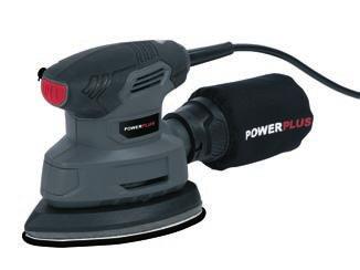 system - dust extraction - power-on LED soft grip INCLUDED: 1x finishing sander - 5x sandpaper 1x