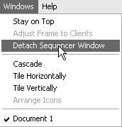 Reason Overview Figure 3.14 Detach the Sequencer window. Switching Windows Working with Reason will involve a lot of switching between the Rack and the Sequencer windows.
