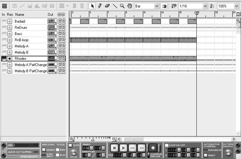 Chapter 3 What s in the Sequencer? Let s look at where you will write tracks, or parts (Figure 3.15). The Sequencer window starts off with an overview of all the tracks in the song (the Arrange view).