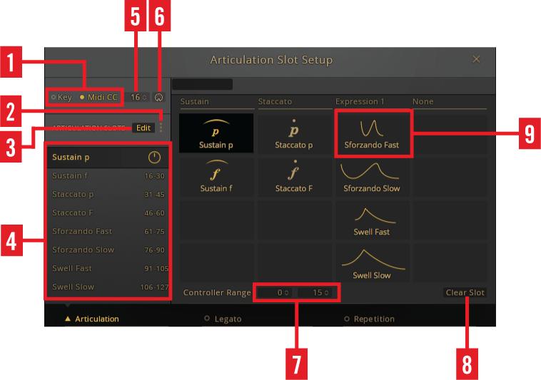 Configuring BRASS SOLO The Articulation Slot Setup View 4.1.