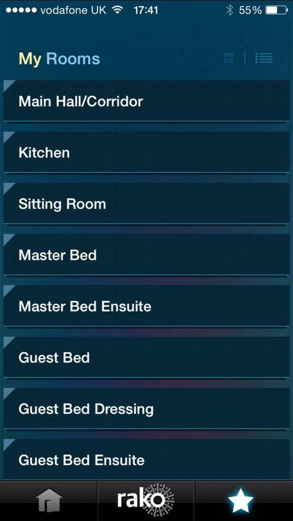 By default the room list will appear as panels: To change between list and panel view: click the