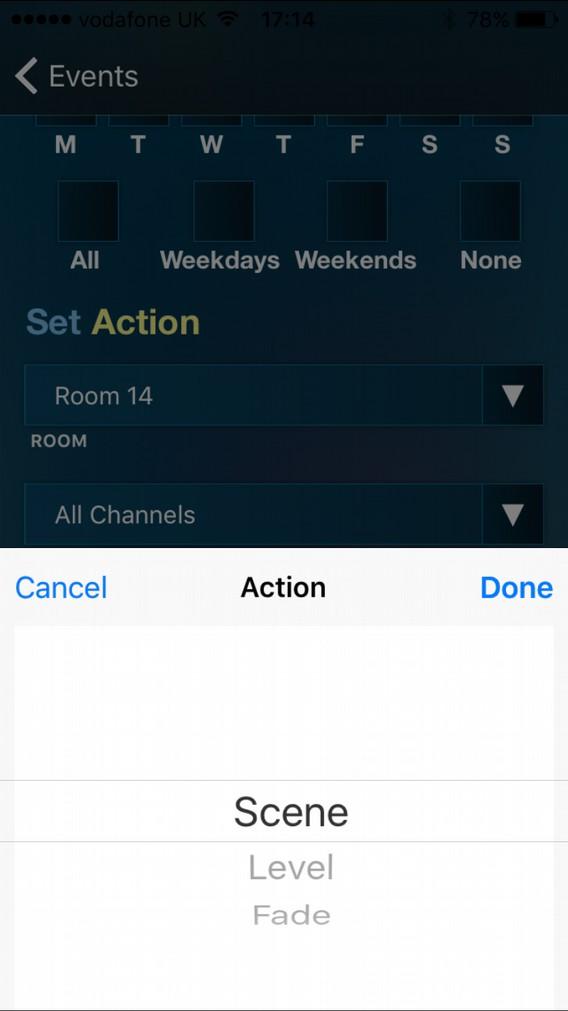 Set Action This section selects the command that will be sent at the time defined in Event trigger and Active days.