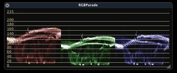 26 ScopeBox 2.0 10 RGB Parade The RGB Parade displays individual waveforms for each channel (Red, Green and Blue) of your video signal. The RGB Parade Palette.