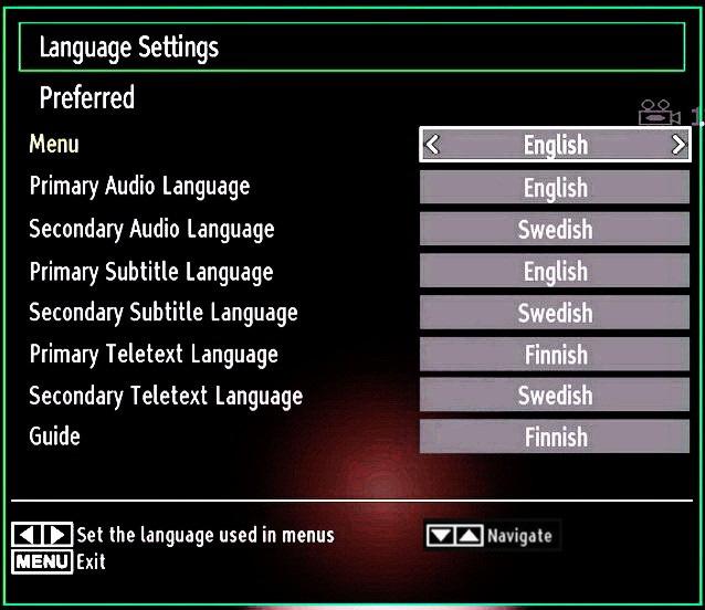 Language Settings In the confi guration menu, highlight the Language Settings item by pressing or buttons.