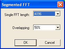 68 5. Signal analysis FFT length: length for overlapping FFTs Overlapping: 25%, 50%, 75%, None FFT length field will include all possible FFT lengths considering the length of a smallest selected