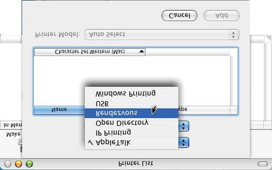 Instalarea Driverului de Imprimantă 9 Clicaţi Add. 12 Selectaţi Brother seria HL-5250DN, şi apoi clicaţi Add. Pentru utilizatorii de Mac OS 10.2.4 până la 10.3: Săriţi la pasul următor.