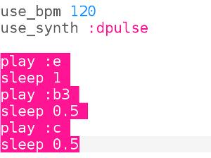 That works but it takes quite a lot of typing. There s a shorter way to program longer tunes: play_pattern. play_pattern allows you to program multiple notes in one line.