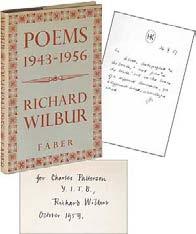 Williams, and many more. #34006... $22 WILBUR, Richard. Poems 1943-1956. London: Faber and Faber (1957). First edition.