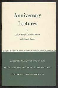 HILLYER, Robert, Richard Wilbur, and Cleanth Brooks. Anniversary Lectures, 1959: Robert Burns, Edgar Allan Poe, Alfred Edward Housman. Washington: Library of Congress 1959. First edition.