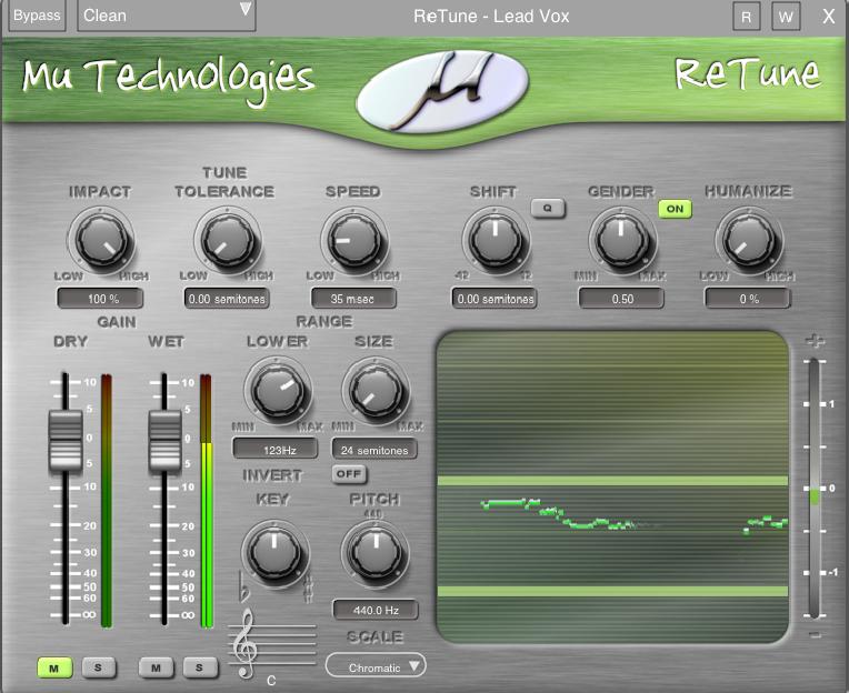 4 Mu Technologies ReTune Mu Technologies ReTune processor performs real-time monophonic pitch correction and harmonization.