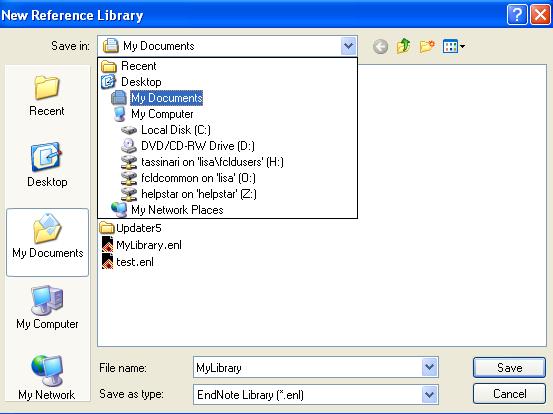 enl (for EndNote Library). You can create any number of libraries. You may want to create separate libraries for each topic or research project.