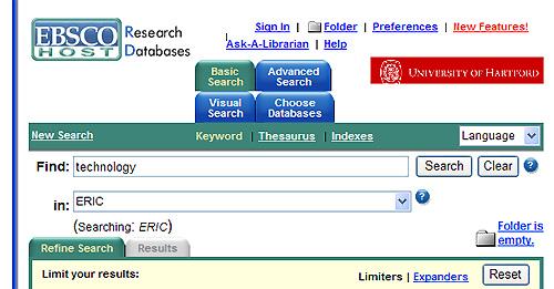 From the drop down menu, highlight a subject area, for example, Education. Select Submit. You will be presented with a list of databases.
