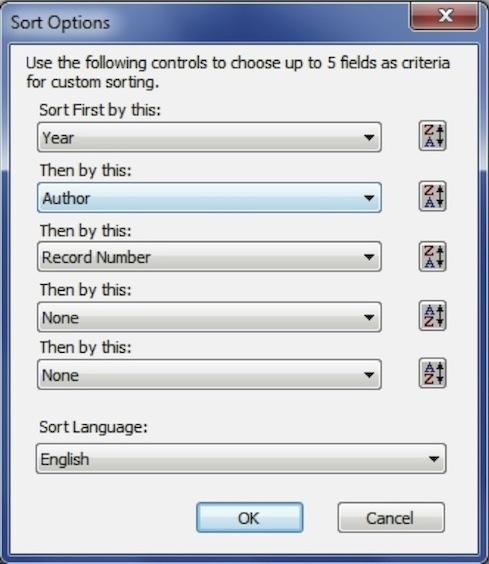 .. The following screen (Figure 25) will appear: Figure 25: The Sort Options Dialogue Box In the first