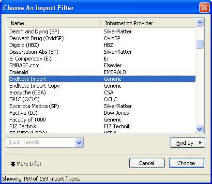 Filters List Browse down the list of databases until you find the filter which you downloaded.