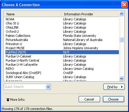 Now click on the Online Search button connection files will appear: on the library toolbar.