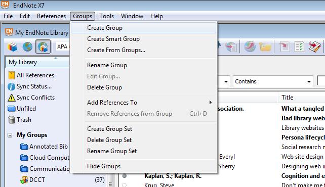10 Groups Organising Your References Creating Groups References can be added to more than one group.