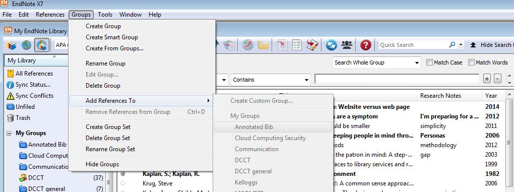 Creating a new Group Set Go to Groups menu Create Group Set, or right click in the Groups pane; select Create Group Set, and name the new group set that now appears.