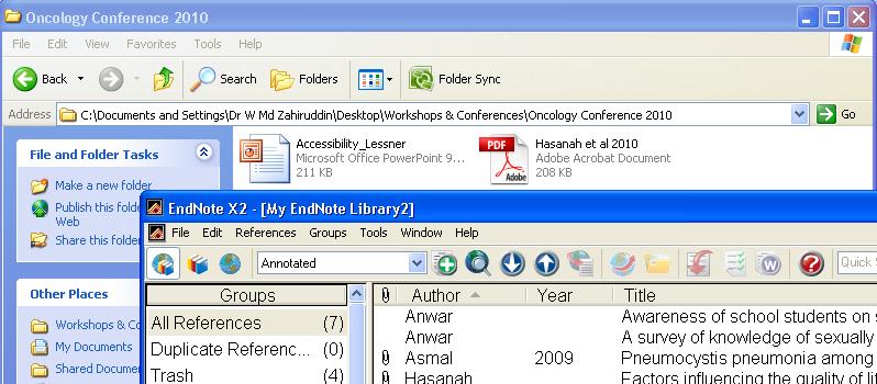 Attach files (pdf, Word or jpeg) Store PDF and other files with your EndNote library: In Endnote X7, there is unlimited size for external files