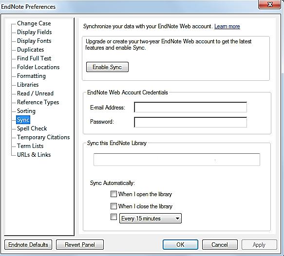 It is free but requires registration. An EndNote library can be synched (synchronised) with an ENWeb library, as a backup and/or to allow you to use your EndNote library on a second computer. 13.