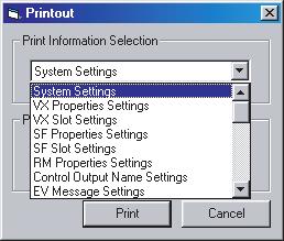 5. Typical System Examples 5.4. Installation 5.4.6. Introduction of Other Functions 5.4.6.2. Printing Out System File Settings (1) Printing Out Step 1. Select [Print] from the File menu.