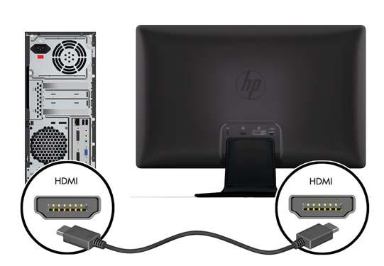 Connecting the HDMI Cable (Select Models) Connect one end of the HDMI cable to the back of the monitor and the other end connector to the input device. The HDMI cable is included with select models.