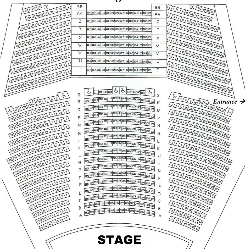00 per seat Rear Orchestra (Rows N-S) $135.00 per seat Front Mezzanine (Rows T-W) $125.00 per seat Rear Mezzanine (Rows X-CC) $115.