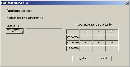 2-4. Registering master instrument data by reading a file Registering master instrument data can be done by reading from a file rather than each time a measurement is done.