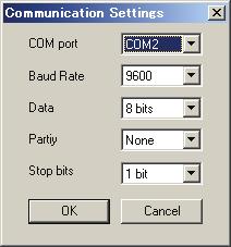 0-2. Communication settings This screen is used to set serial port operation conditions for communication with the CM-512m3A (or CM-512m3).