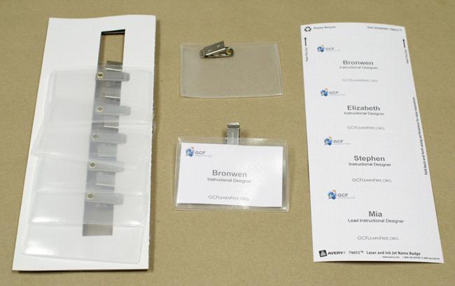 Assembling name badges If you plan on producing many copies of your publication, tools like paper cutters, paper creasers, and heavyduty staplers can help you assemble your