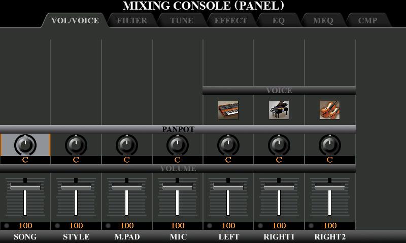 9 Mixing Console Contents Editing VOL/VOICE Parameters.................................................. 104 Editing FILTER Parameters...................................................... 105 Editing TUNE Parameters.