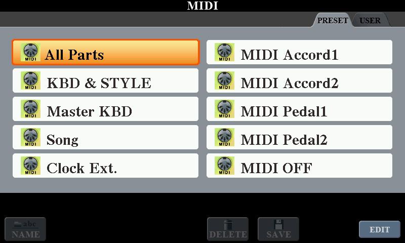 MIDI Settings In this section, you can make MIDI-related settings for the instrument.