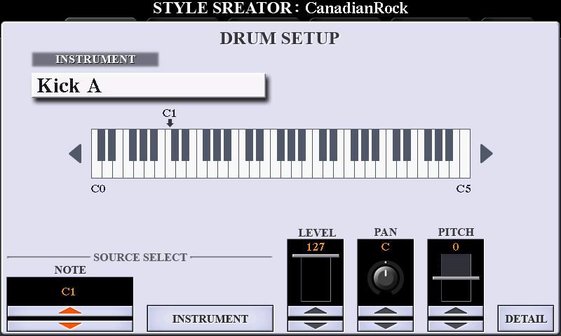 Editing the Rhythm Part of a Style (Drum Setup) The Drum Setup function allows you to edit the rhythm part of the current Style, such as changing the drum instruments and make various settings.