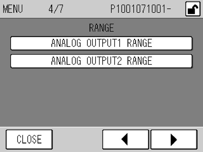 6 FUNCTIONALITIES 6.4 Range Menu The MENU/RANGE screen is used to change the analog output ranges by changing the fullscale setting. Fig.