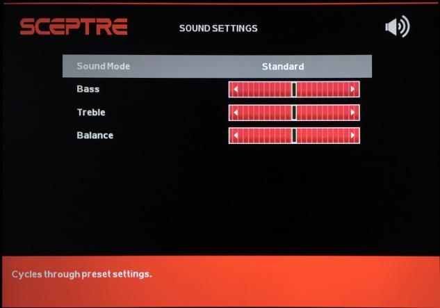 SOUND SETTINGS i. SOUND MODE This feature switches between preset settings (presets include standard, soft, and dynamic). ii.