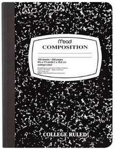 SUPPLY LIST: REQUIRED: 1. Composition notebook color doesn t matter, but must be hardbound regular composition notebook such as the traditional black and white marble type depicted here. 2.
