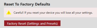 To reset your CORIOmaster to factory default settings 1. Select > General. 2. Select Factory Reset.