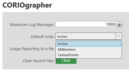 Canvas points are equal to pixels in most cases. Who can do this? Administrators can do this task. To choose a unit 1. Select > CORIOgrapher. 2. From Default Units, choose your preferred units.