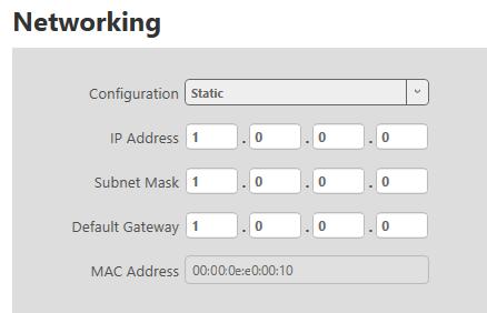 3. OPTIONAL: Configure your static IP address. Enter a value for your IP address and subnet mask. If your CORIOmaster and PC are on different networks, enter a value for your gateway.