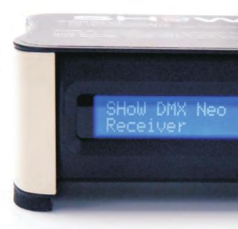 4GHz FHSS Radio Transceiver System Synchronised Hopping: SHoW DMX (Synchronised Hopping of Wireless DMX) Neo synchronises the radio s Frequency Hopping Spread Spectrum (FHSS) hopping period with the
