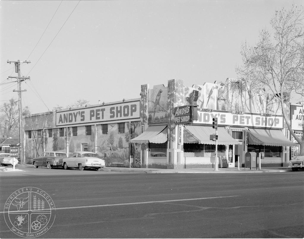 [63] Andy s Pet Shop, 1959 - The bright neon parrot of Andy s Pet Shop sat perched high above The Alameda for 60 years before the store s relocation.