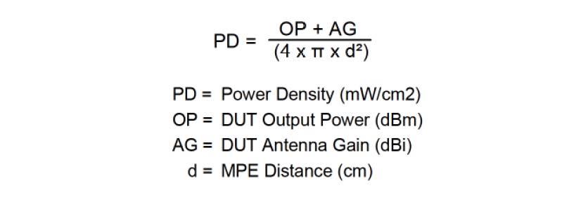 9.3 Maximum Permissible Exposure (MPE) MPE Calculation:.3 Radiofrequency radiation exposure limits. Note: OP [mw], AG as lin.