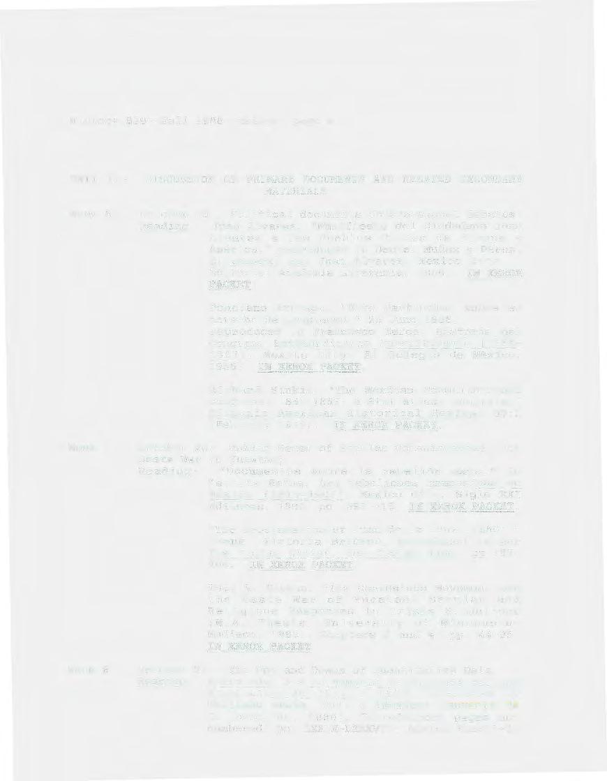 History 829--Fall 1988--Mallon--page 4 UNIT II- DISCUSSION OF PRIMARY DOCUMENTS AND RELATED SECONDARY MATERIALS Week 6.