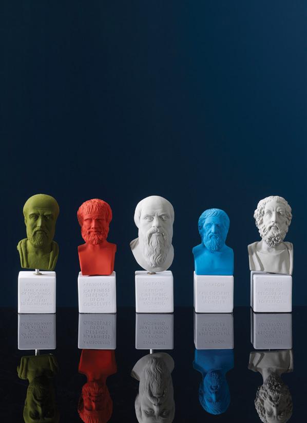 Philosophers Small statues of some of the most influential ancient Greek philosophers with their quotes.