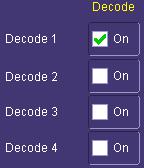 page of which decoders are ON, and how they are set up. In addition, there are shortcuts to Decode Setup and Search. There are four independent decoders.