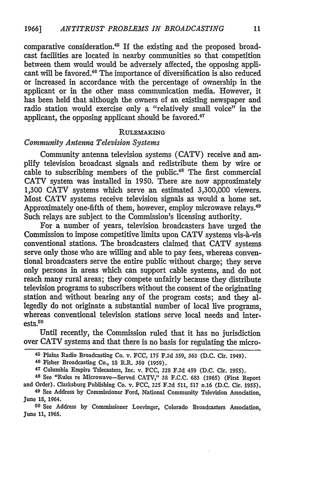 1966] ANTITRUST PROBLEMS IN BROADCASTING 11 comparative consideration.