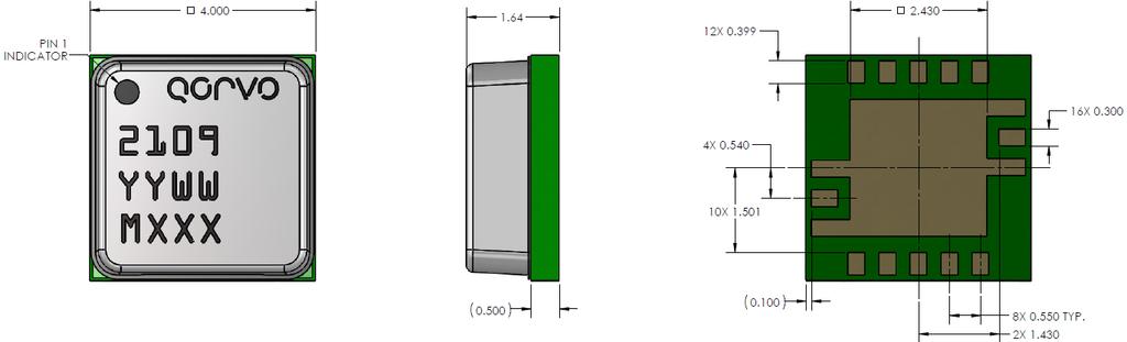 Package Mechanical Drawing and Dimensions TGP219-SM Units: mm Tolerances: unless specified.xx = ±.25.xxx = ±.